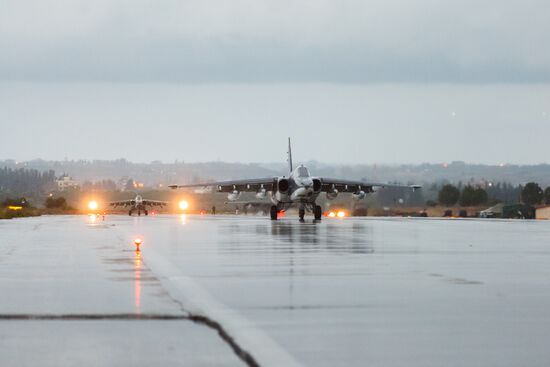 Russian Aerospace Forces aircraft is prepared for departure at Khmeimim Air Base in Syria