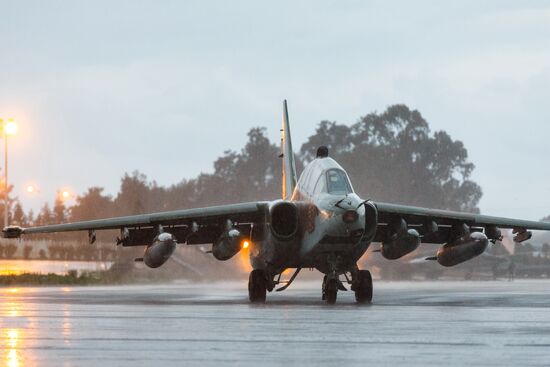 Russian Aerospace Forces aircraft is prepared for departure at Khmeimim Air Base in Syria