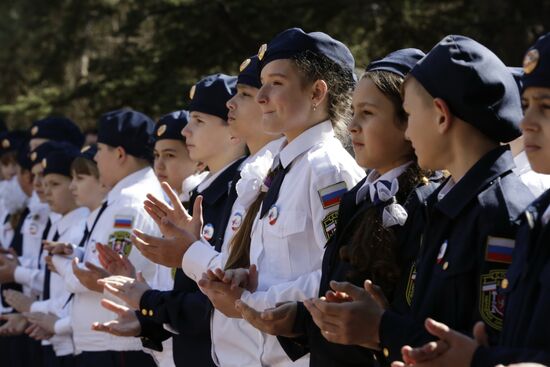 Cadets of the people's militia of Crimea are sworn in during ceremony