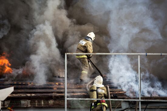 Fireworks storage on fire in Ufa