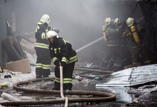 Fireworks storage on fire in Ufa