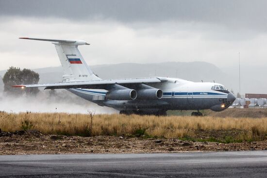 Russian Aerospace Forces aircraft is prepared for departure at Khmeimim Air Base in Syria