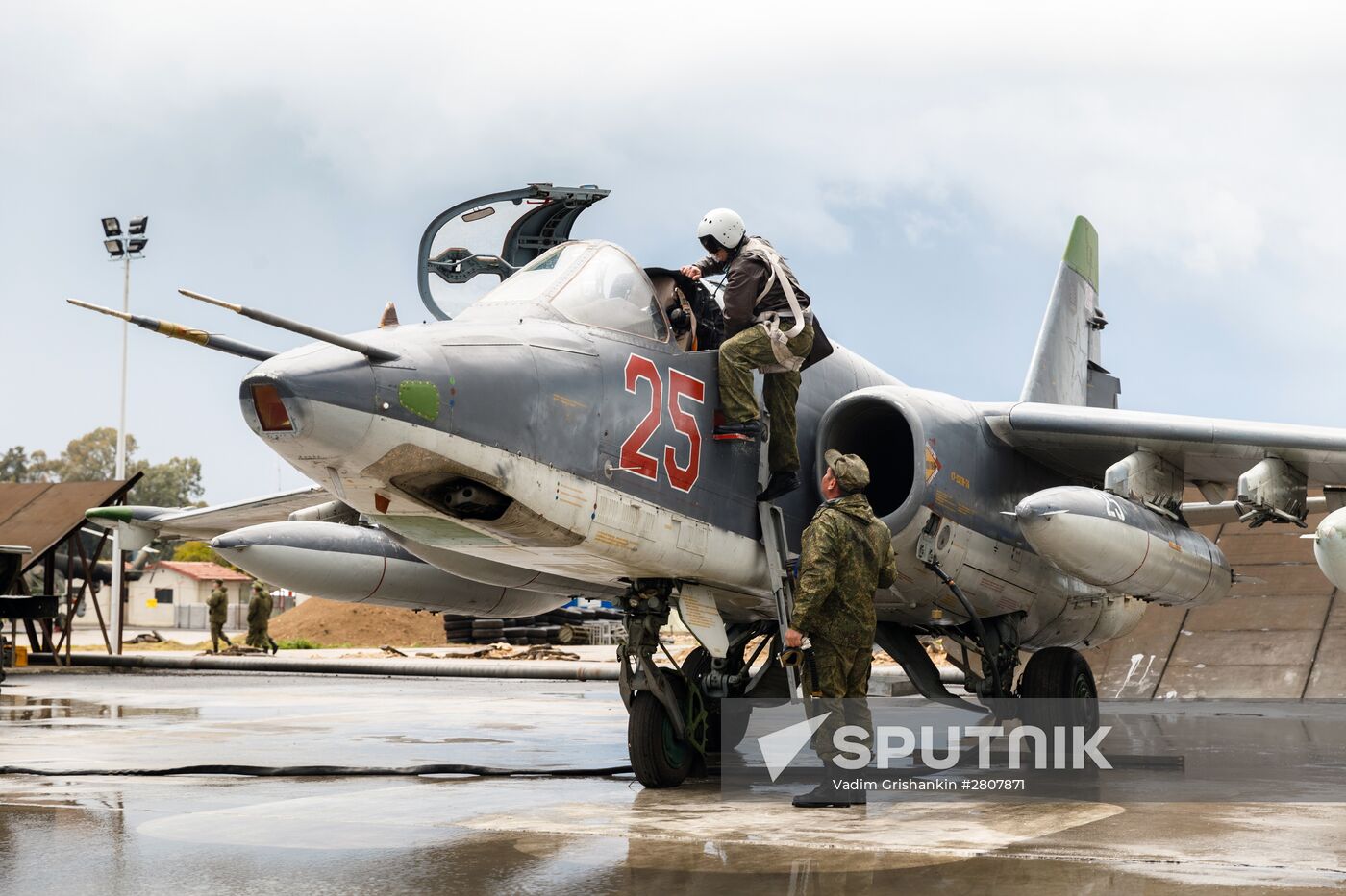 Russian Aerospace Forces aircraft is prepared for departure at Khmeimim Air Base in Syria