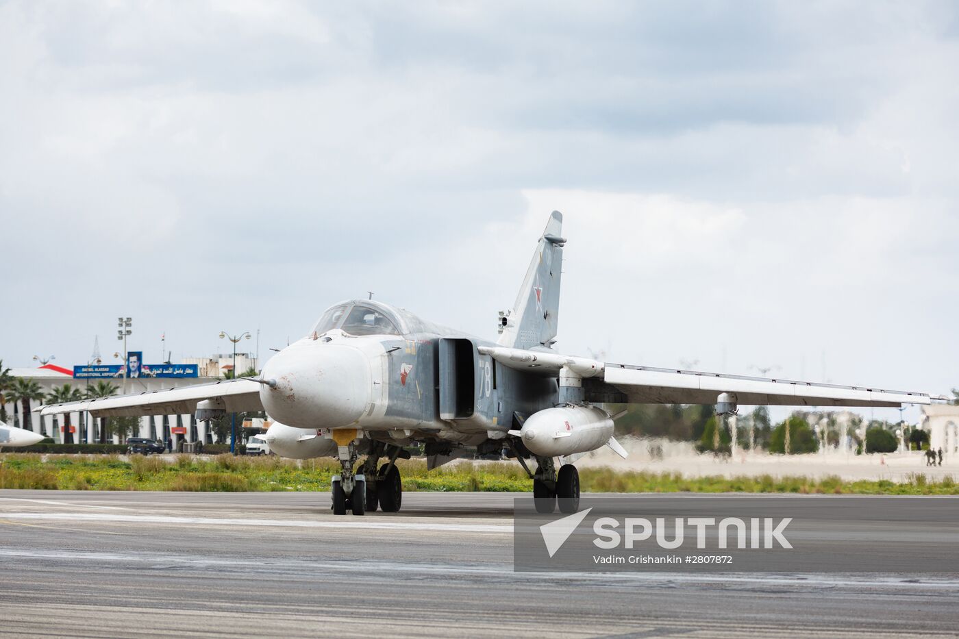 Russian Aerospace Forces aircraft is prepared for departure at Khmeimim Air Base in Syria