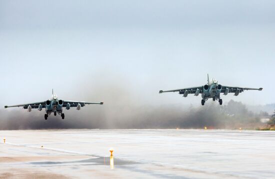 Russian Aerospace Forces aircraft is prepared for departure at Khmeimim Air Base in Syria