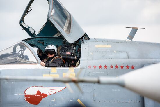 Russian Aerospace Forces aircraft is prepared for departure at Khmeimim Air Base in Syria