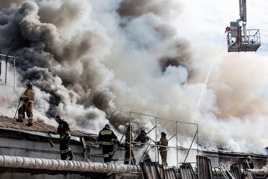 Fireworks storage on fire in Ufa