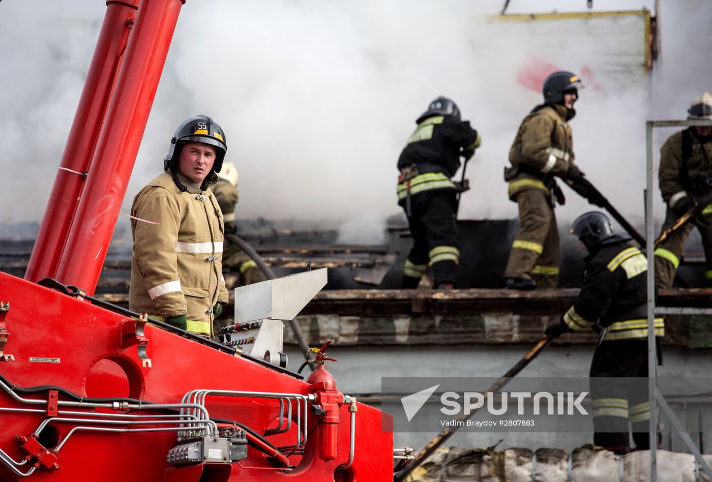 Fireworks storage on fire in Ufa
