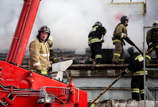 Fireworks storage on fire in Ufa