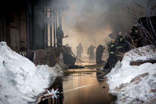 Fireworks storage on fire in Ufa