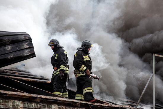 Fireworks storage on fire in Ufa