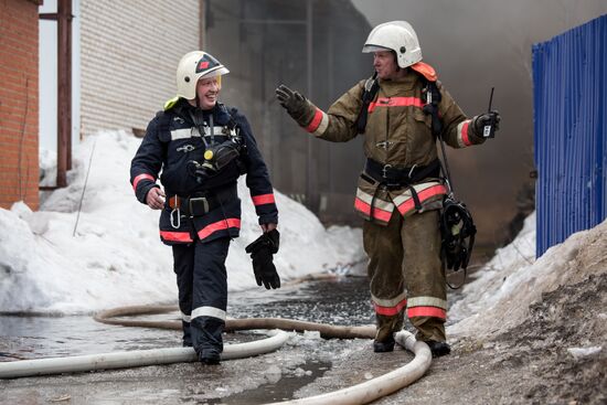 Fireworks storage on fire in Ufa