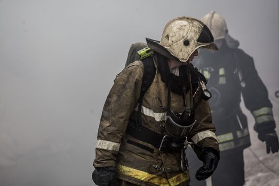 Fireworks storage on fire in Ufa