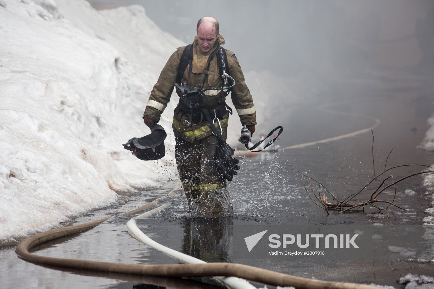 Fireworks storage on fire in Ufa