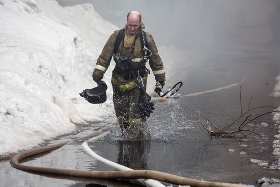 Fireworks storage on fire in Ufa