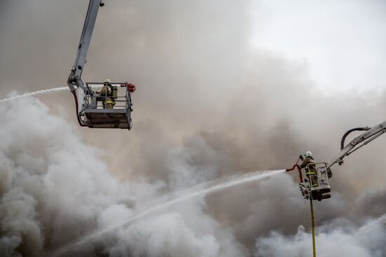 Fireworks storage on fire in Ufa