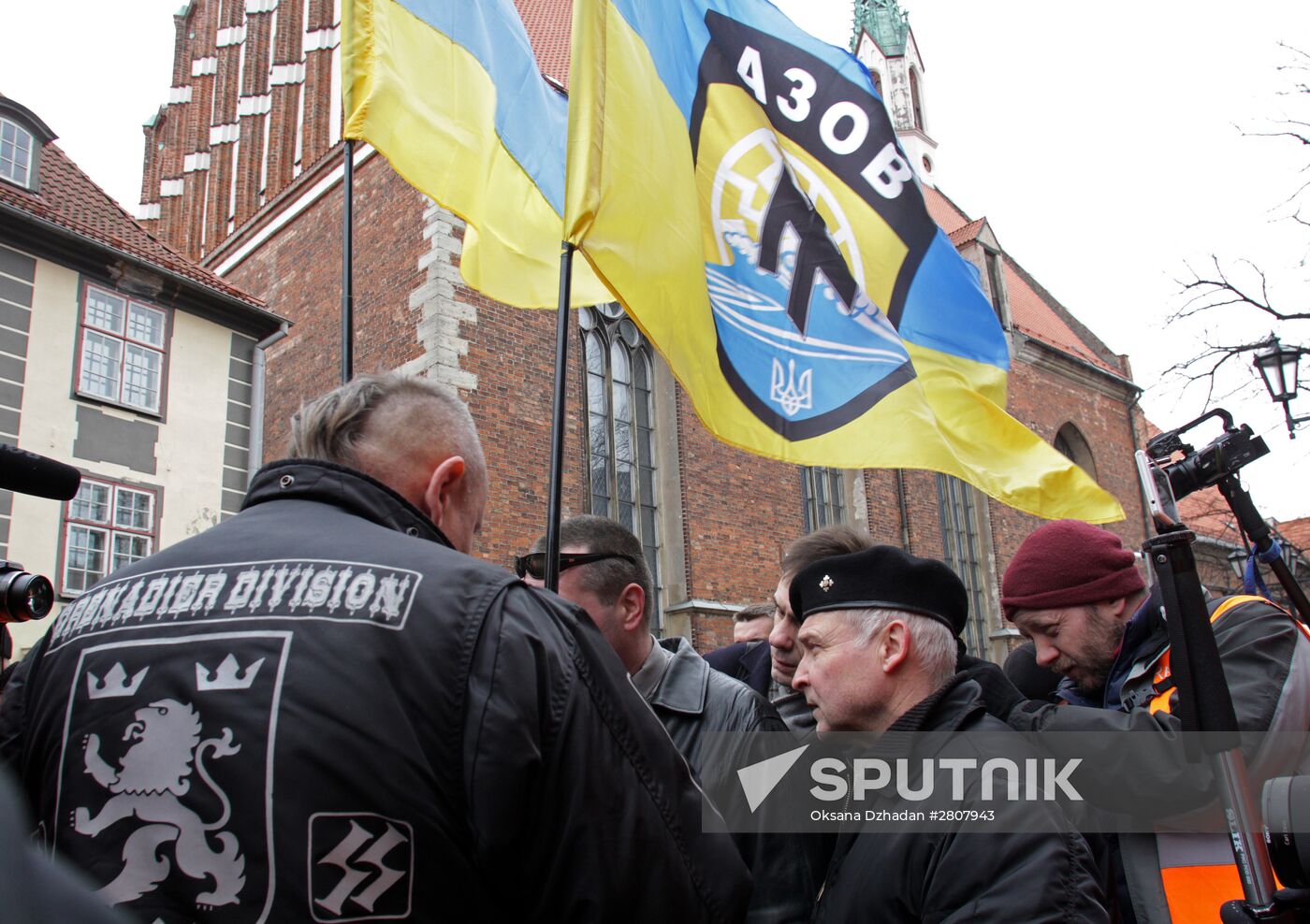 Waffen-SS Legion veterans march in Riga