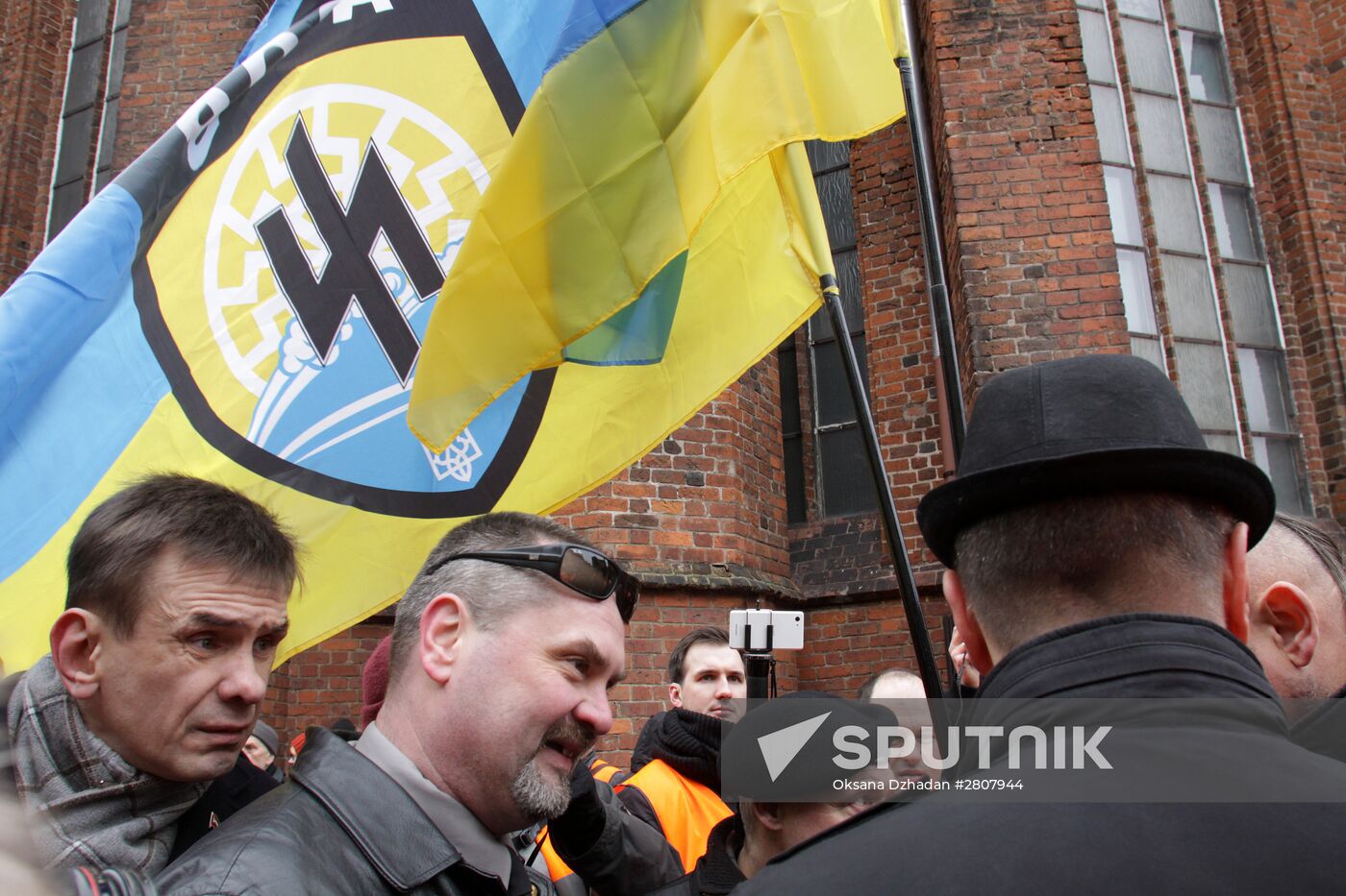 Waffen-SS Legion veterans march in Riga
