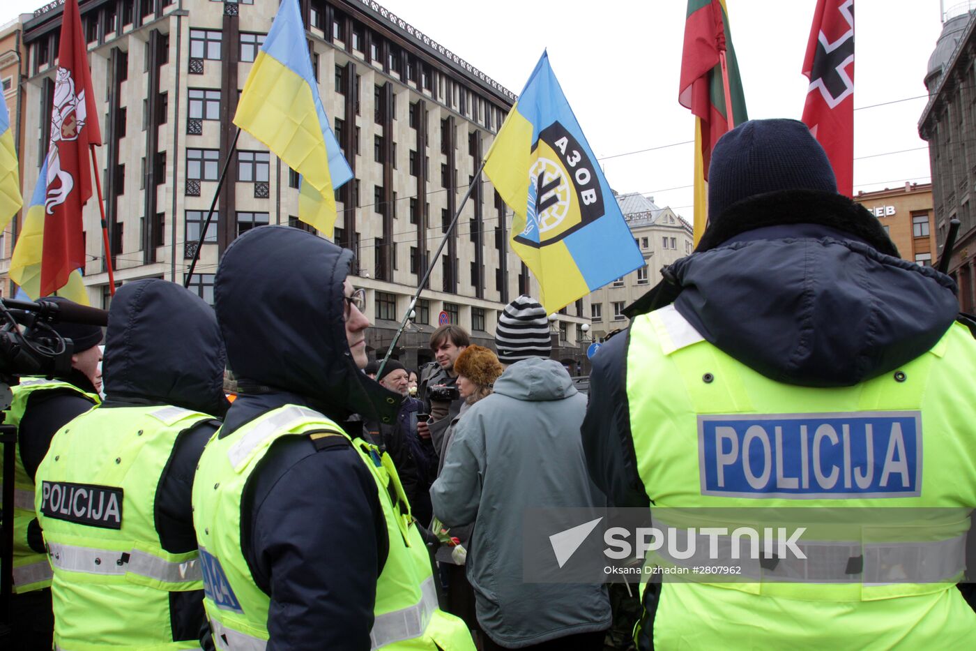 Waffen-SS Legion veterans march in Riga