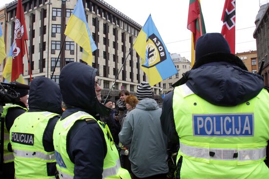 Waffen-SS Legion veterans march in Riga