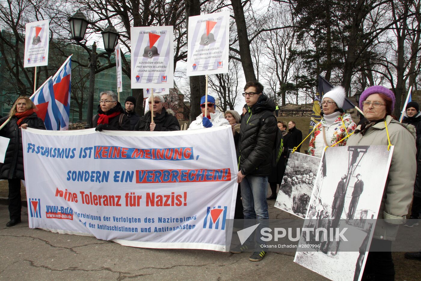 Waffen-SS Legion veterans march in Riga