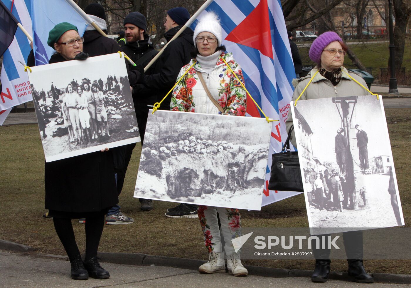 Waffen-SS Legion veterans march in Riga