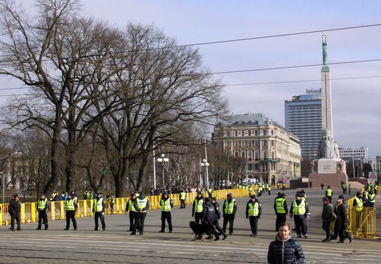 Waffen SS Legion's march in Riga