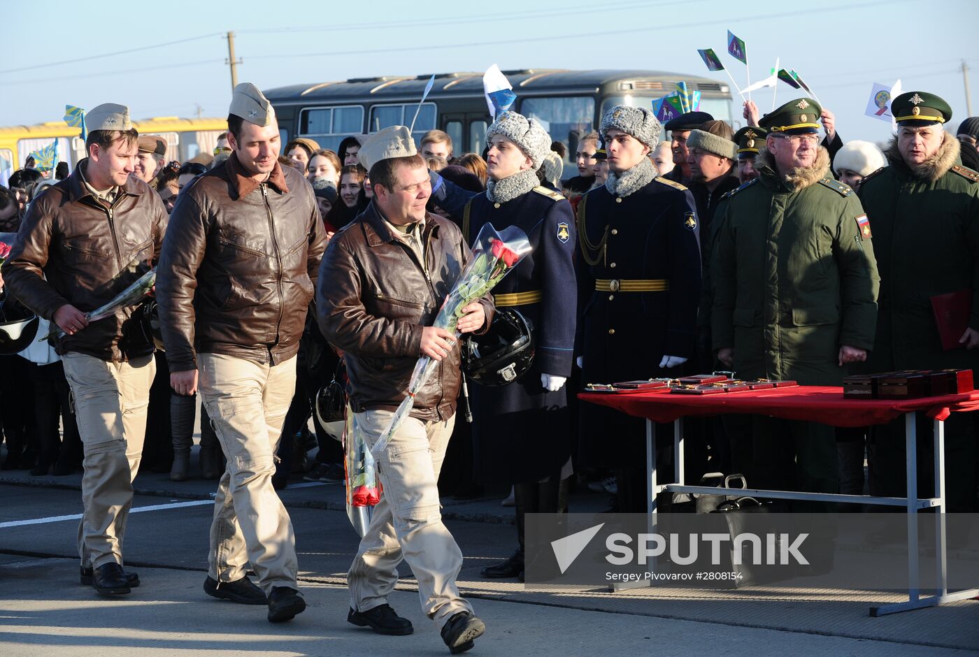 Crews of Russian aircraft welcomed home in Primorye-Akhtarsk from Khmeimim Air Base