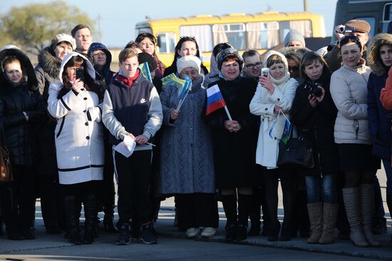 Welcoming ceremony for Russian aircraft returning from Khmeimim airbase, in Primorsko-Akhtarsk