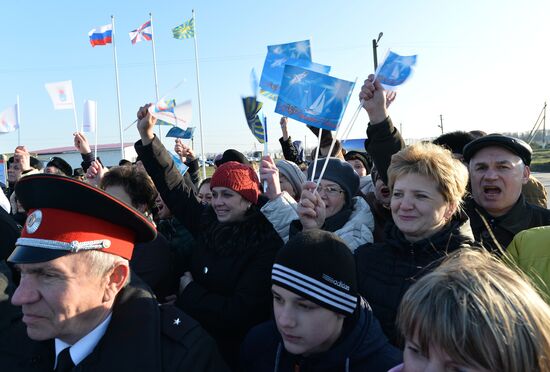 Welcoming ceremony for Russian aircraft returning from Khmeimim airbase, in Primorsko-Akhtarsk