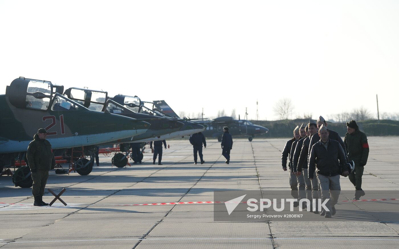 Welcoming ceremony for Russian aircraft returning from Khmeimim airbase, in Primorsko-Akhtarsk