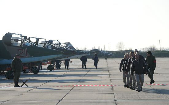 Welcoming ceremony for Russian aircraft returning from Khmeimim airbase, in Primorsko-Akhtarsk