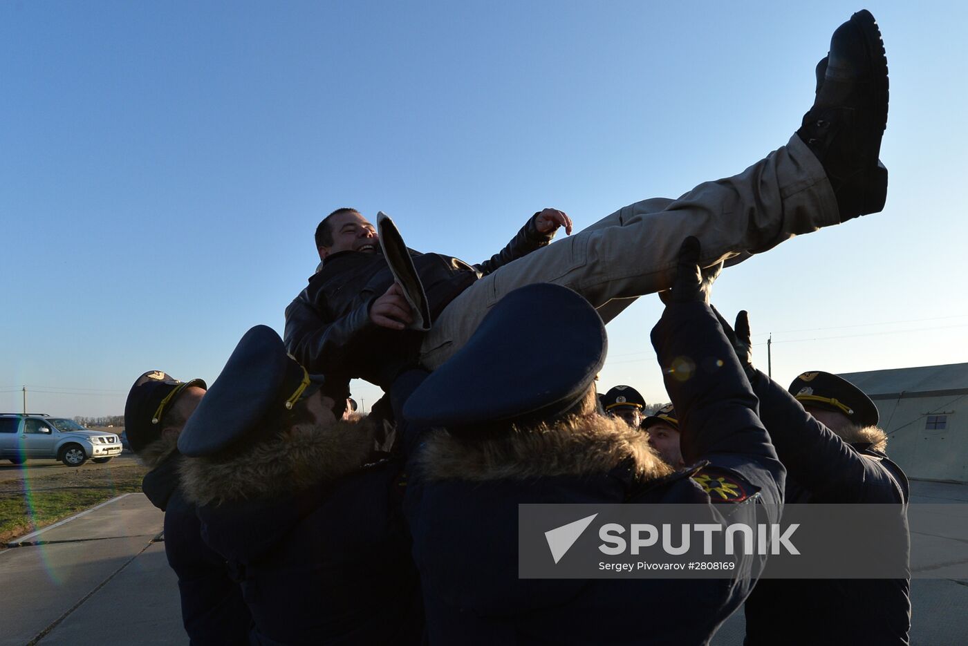 Welcoming ceremony for Russian aircraft returning from Khmeimim airbase, in Primorsko-Akhtarsk