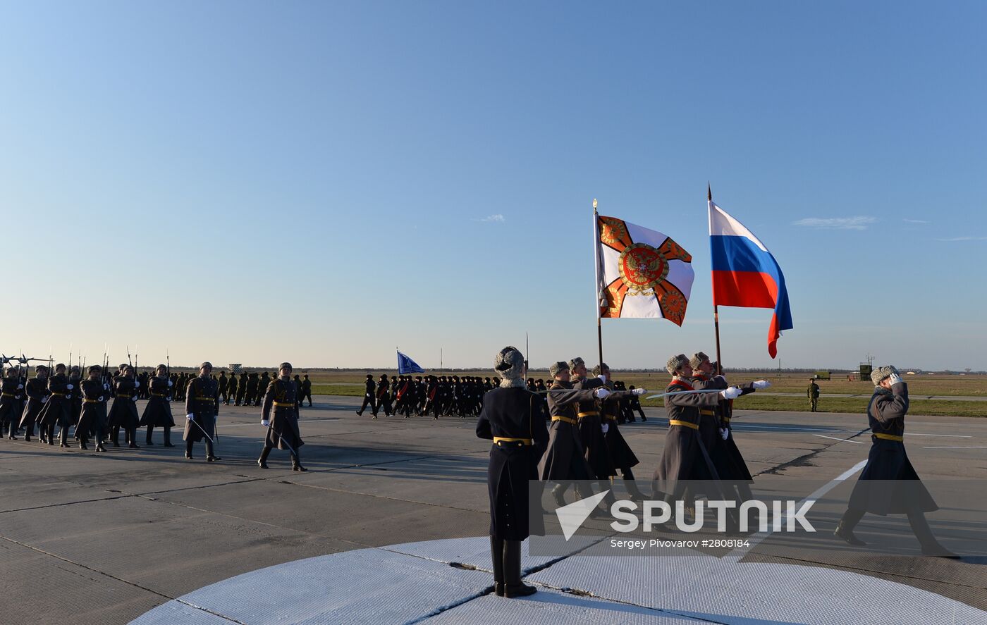 Welcoming ceremony for Russian aircraft returning from Khmeimim airbase, in Primorsko-Akhtarsk