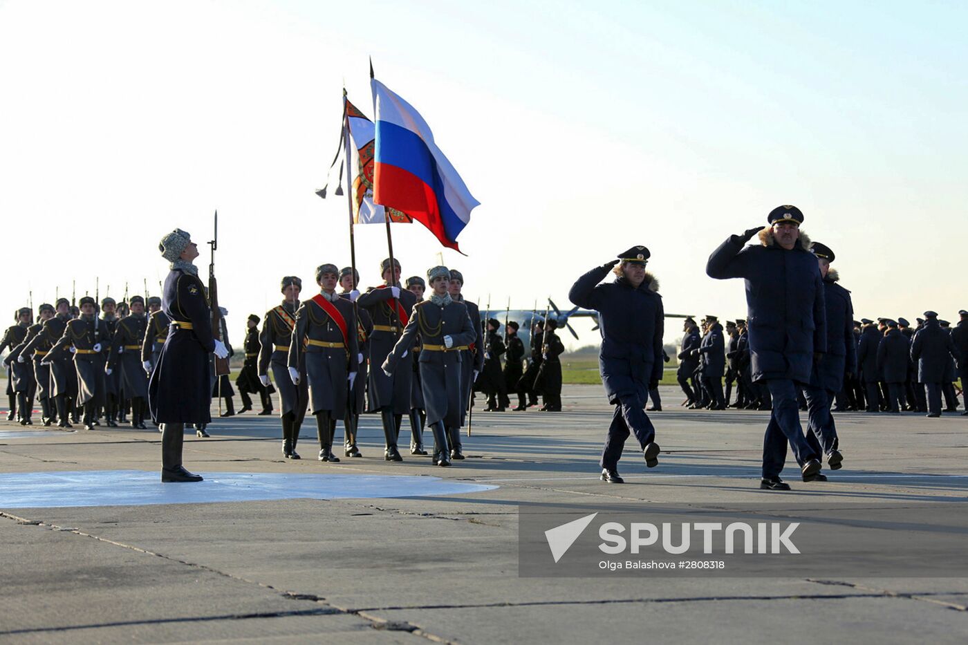 Welcoming ceremony for Russian aircraft returning from Khmeimim airbase, in Primorsko-Akhtarsk