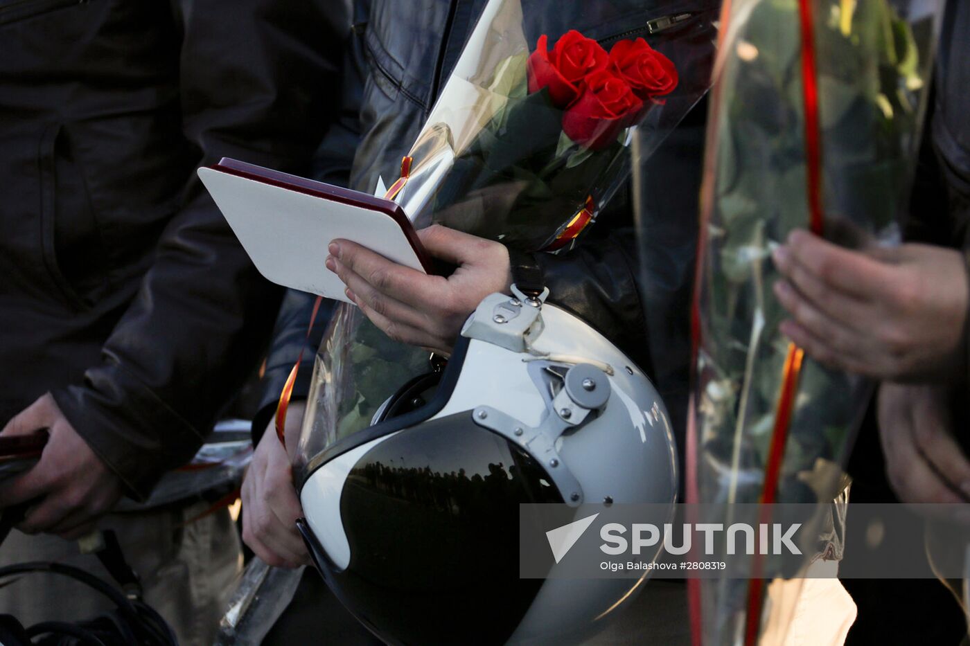 Welcoming ceremony for Russian aircraft returning from Khmeimim airbase, in Primorsko-Akhtarsk