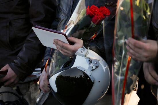 Welcoming ceremony for Russian aircraft returning from Khmeimim airbase, in Primorsko-Akhtarsk