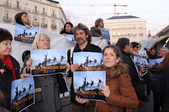 Rally against EU-Turkey agreement on refugees in Madrid