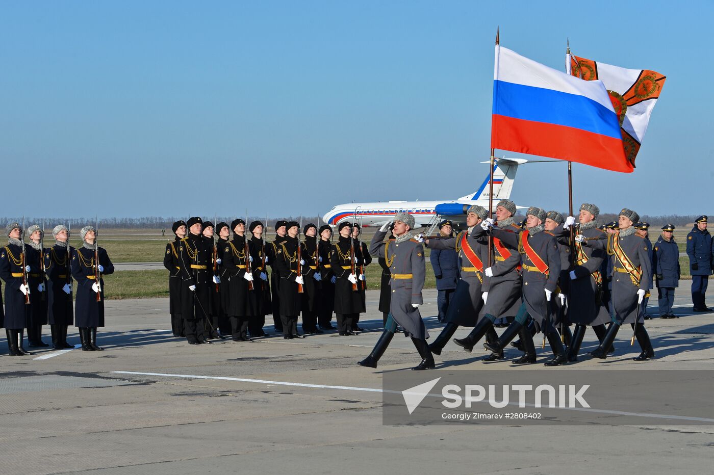 Welcoming ceremony for Russian aircraft returning from Khmeimim airbase, in Primorsko-Akhtarsk