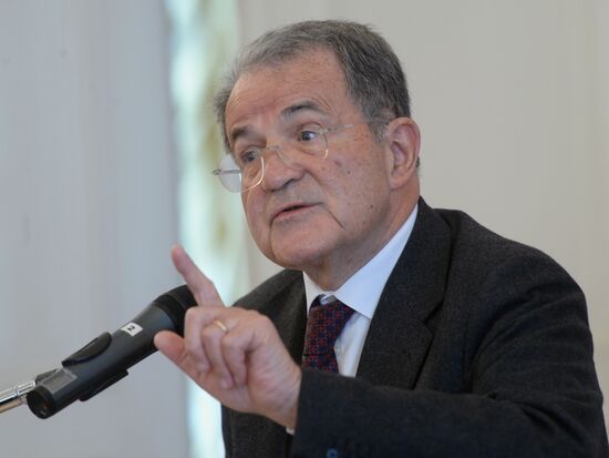 Former Italy's PM Romano Prodi gives lecture