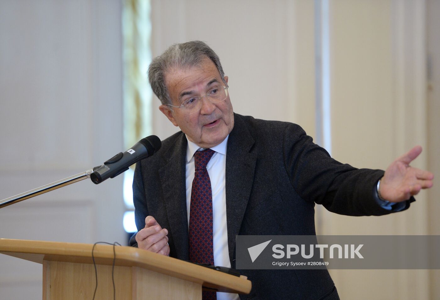 Former Italy's PM Romano Prodi gives lecture