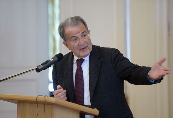Former Italy's PM Romano Prodi gives lecture