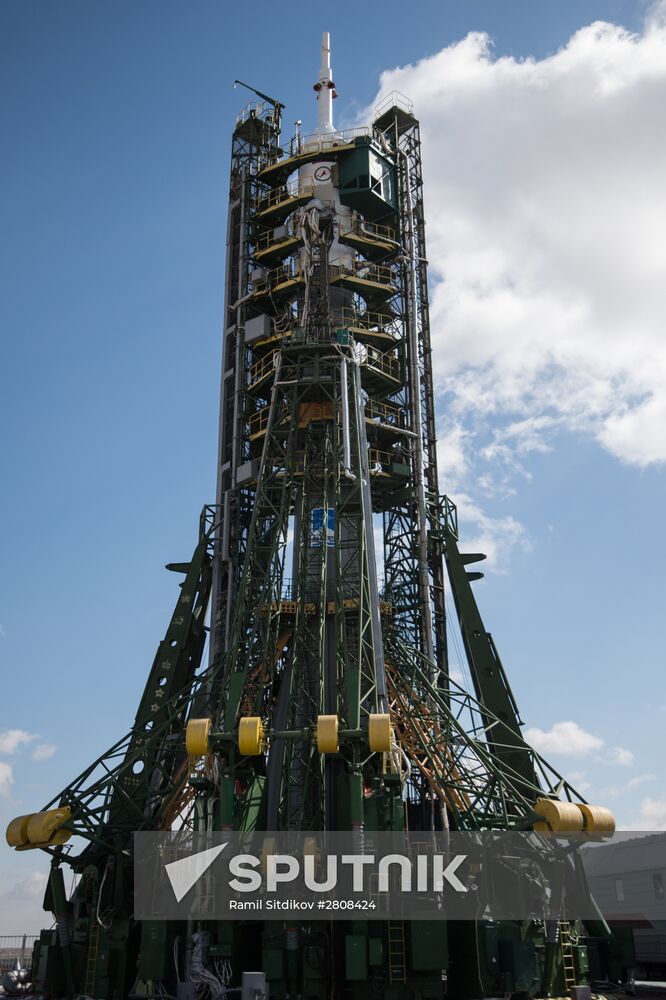 Soyuz-FG rocket with Soyuz TMA-20M spacecraft consecrated before launch at Baikonur