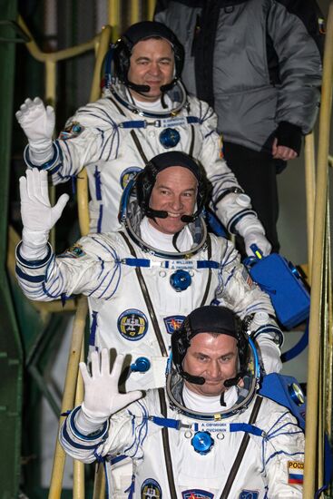 Launch of Soyuz-FG rocket with Soyuz TMA-20M spacecraft from the Baikonur Cosmodrome