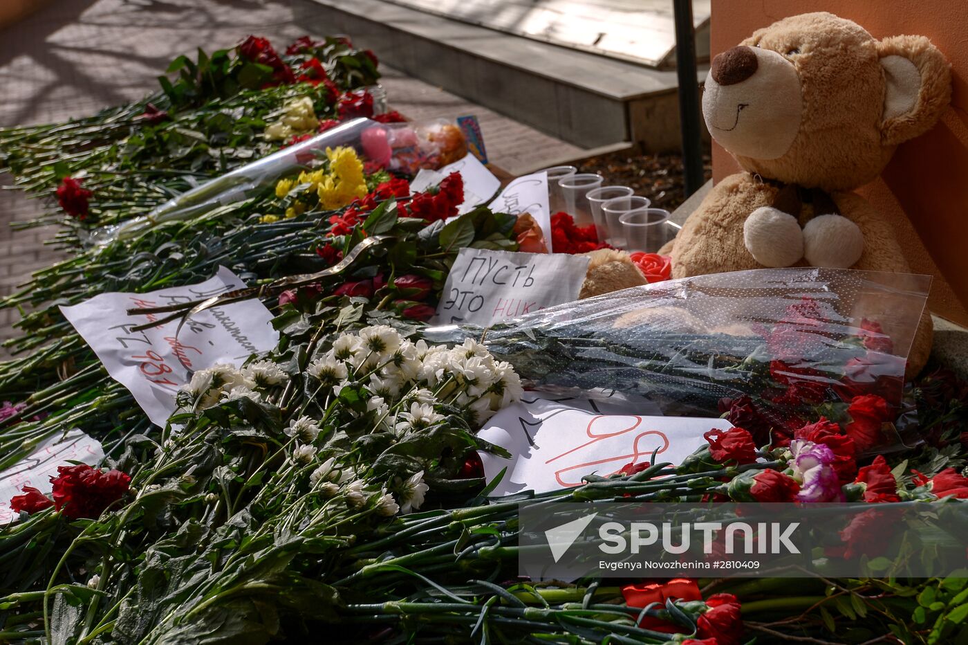 Boeing 737-800 crash victims commemorated outside Moscow's office of Rostov Region delegation