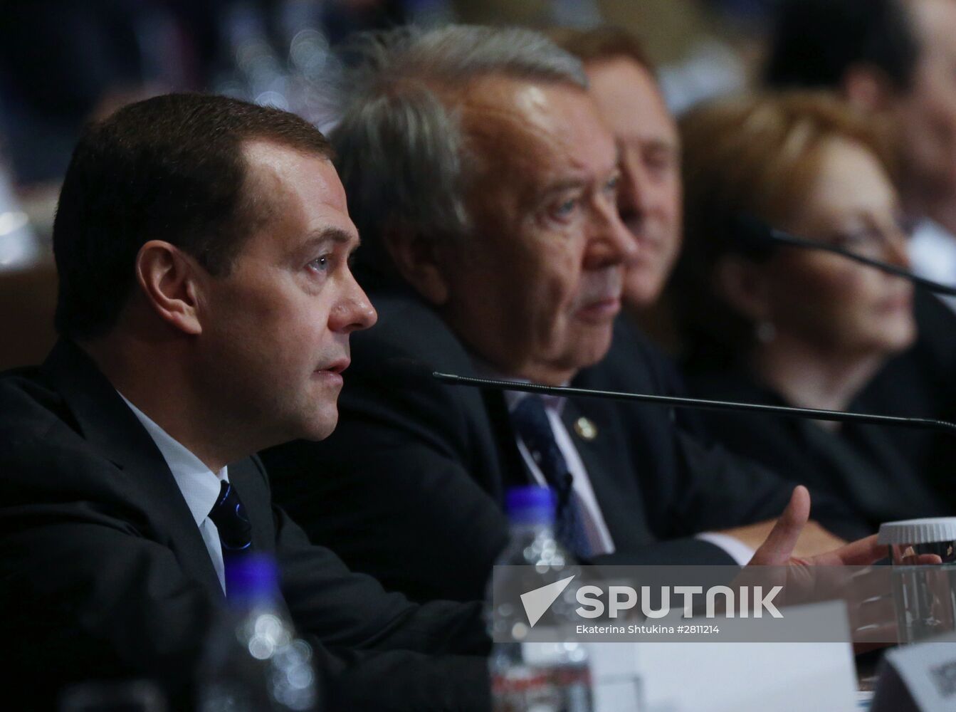 Russian Prime Minister Dmitry Medvedev speaks at a general meeting of the Russian Academy of Sciences