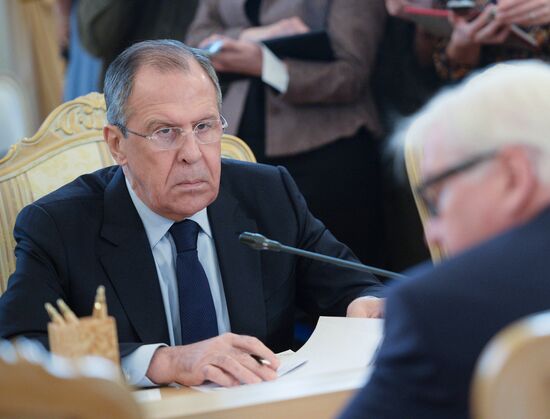 Russian Foreign Minister Sergey Lavrov meets with German Foreign Minister Frank-Walter Steinmeier