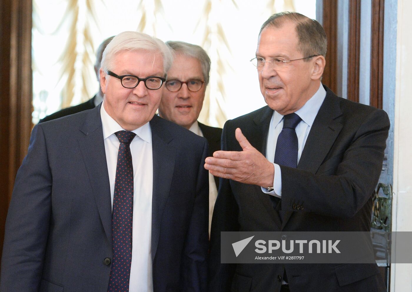 Russian Foreign Minister Sergey Lavrov meets with German Foreign Minister Frank-Walter Steinmeier