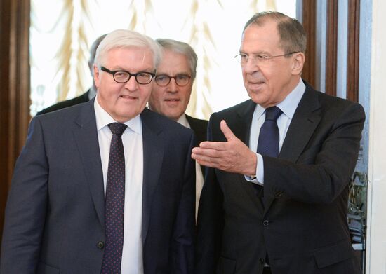 Russian Foreign Minister Sergey Lavrov meets with German Foreign Minister Frank-Walter Steinmeier