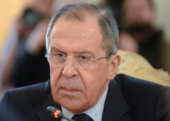 Russian Foreign Minister Sergey Lavrov meets with German Foreign Minister Frank-Walter Steinmeier